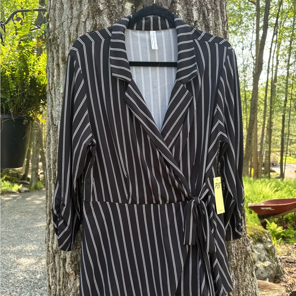 Black and White Striped Women's Blouse
